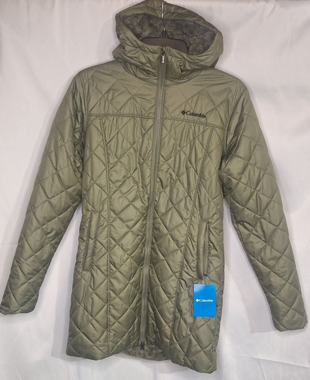 Columbia Women Copper Crest Hooded Fleece Coat Stone Green Women's XS Warm